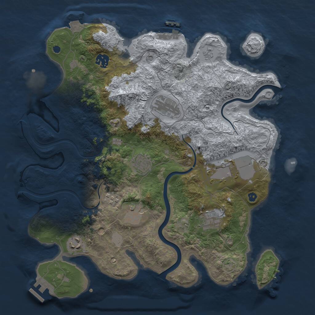 Rust Map: Procedural Map, Size: 3500, Seed: 12394232, 14 Monuments