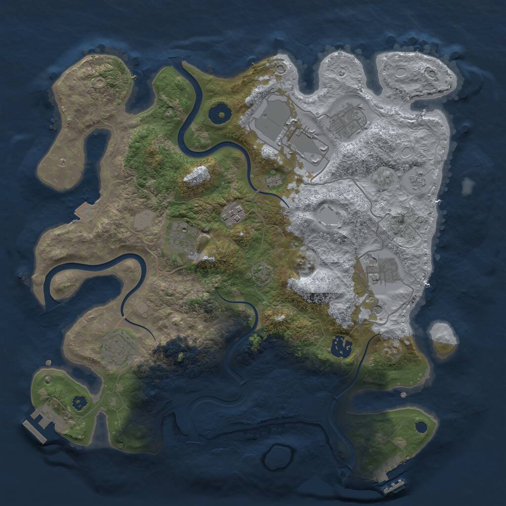 Rust Map: Procedural Map, Size: 3500, Seed: 216385, 13 Monuments