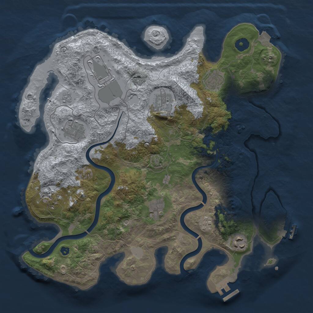 Rust Map: Procedural Map, Size: 3500, Seed: 498456318, 14 Monuments