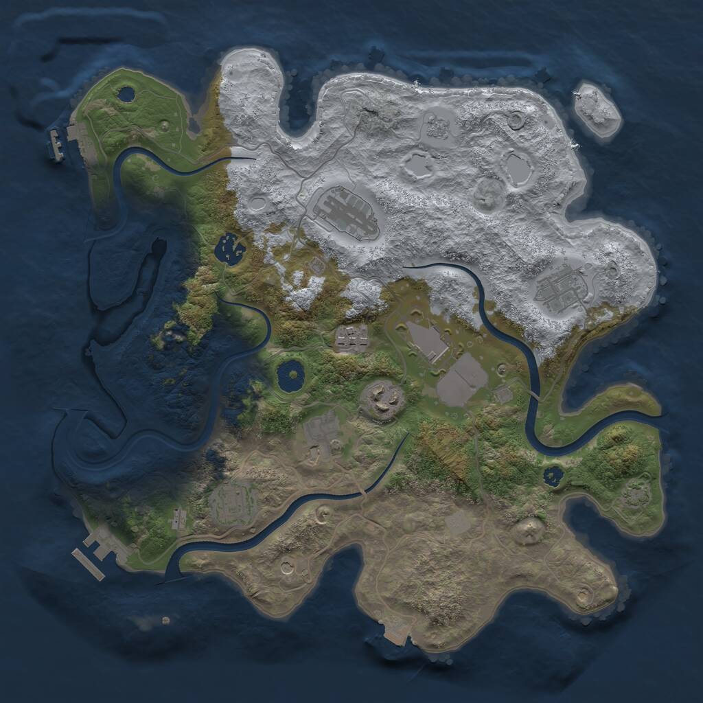 Rust Map: Procedural Map, Size: 3500, Seed: 9564587, 14 Monuments