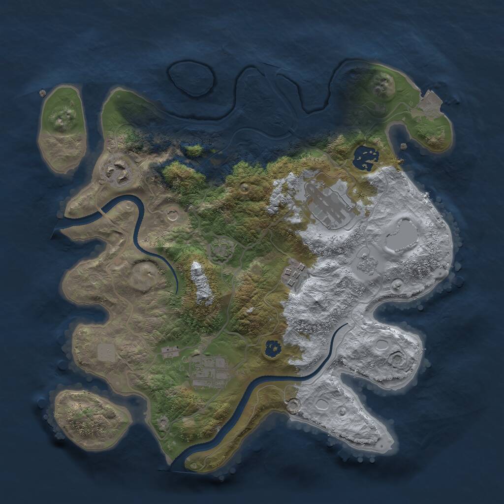 Rust Map: Procedural Map, Size: 3000, Seed: 37685, 9 Monuments