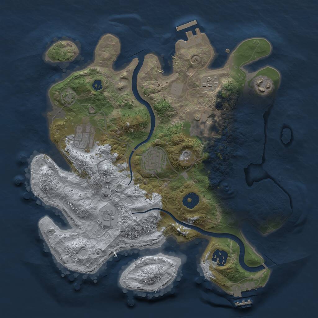 Rust Map: Procedural Map, Size: 3000, Seed: 682570, 12 Monuments