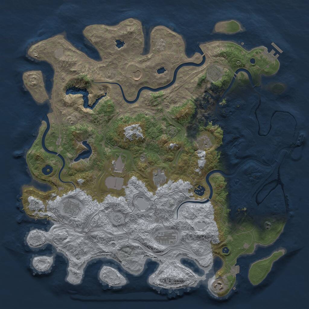 Rust Map: Procedural Map, Size: 4500, Seed: 336828379, 16 Monuments