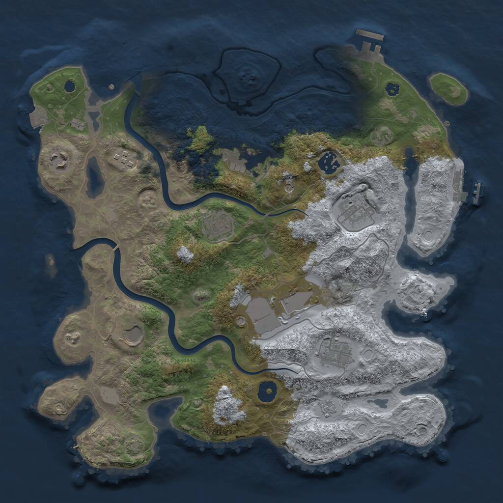 Rust Map: Procedural Map, Size: 3650, Seed: 1396234276, 15 Monuments