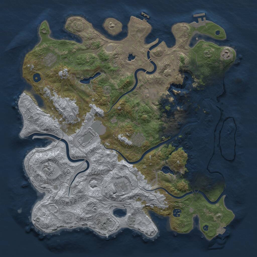 Rust Map: Procedural Map, Size: 4500, Seed: 1516900012, 15 Monuments