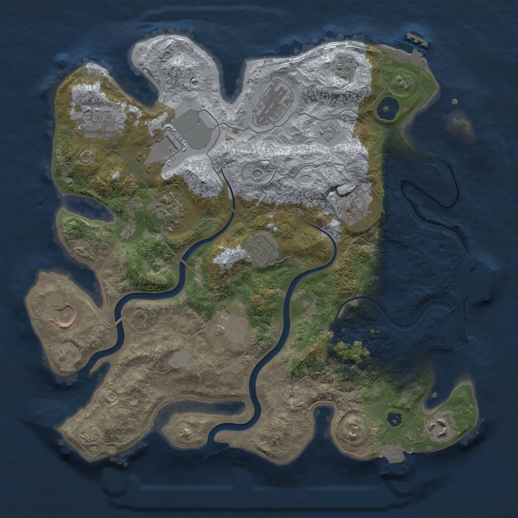 Rust Map: Procedural Map, Size: 3500, Seed: 1296489548, 16 Monuments