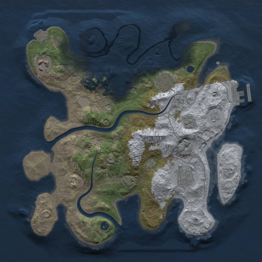 Rust Map: Procedural Map, Size: 3000, Seed: 1745472215, 10 Monuments