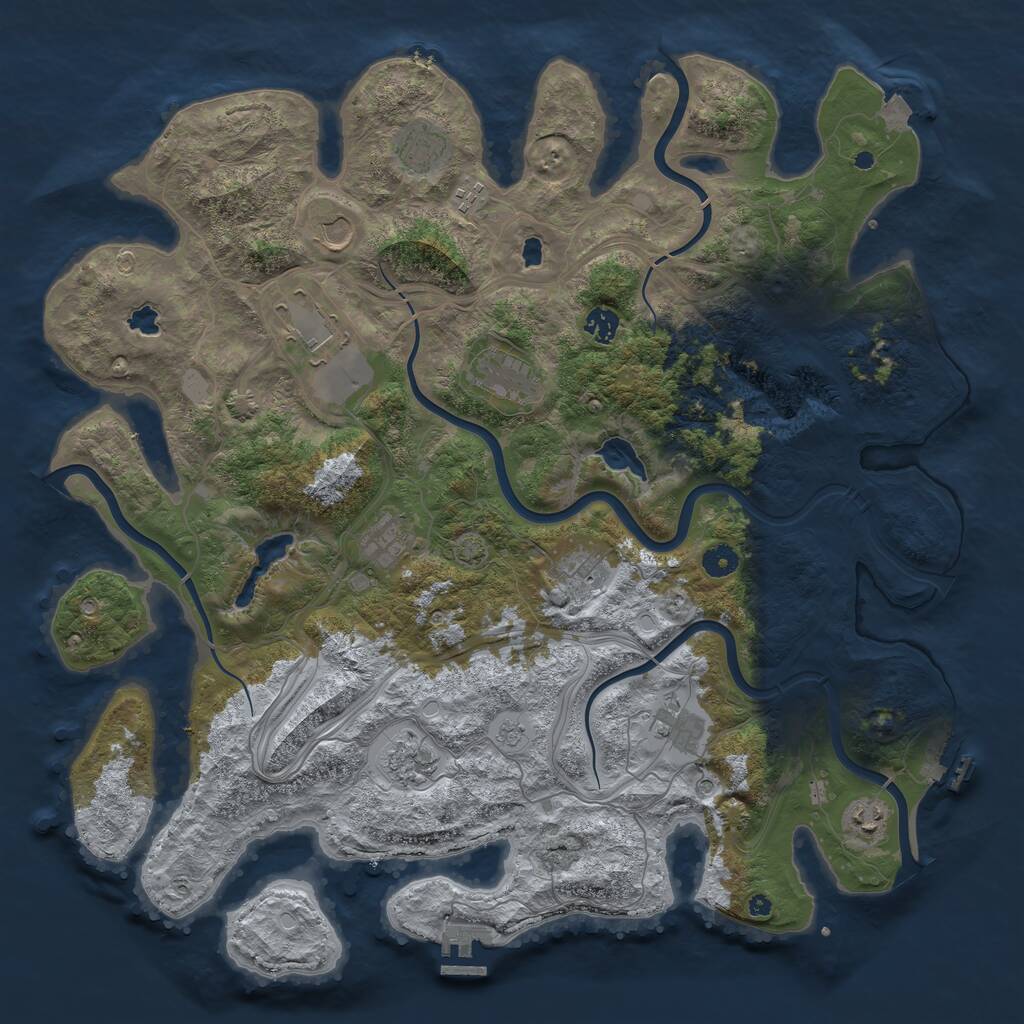 Rust Map: Procedural Map, Size: 4500, Seed: 556018411, 17 Monuments