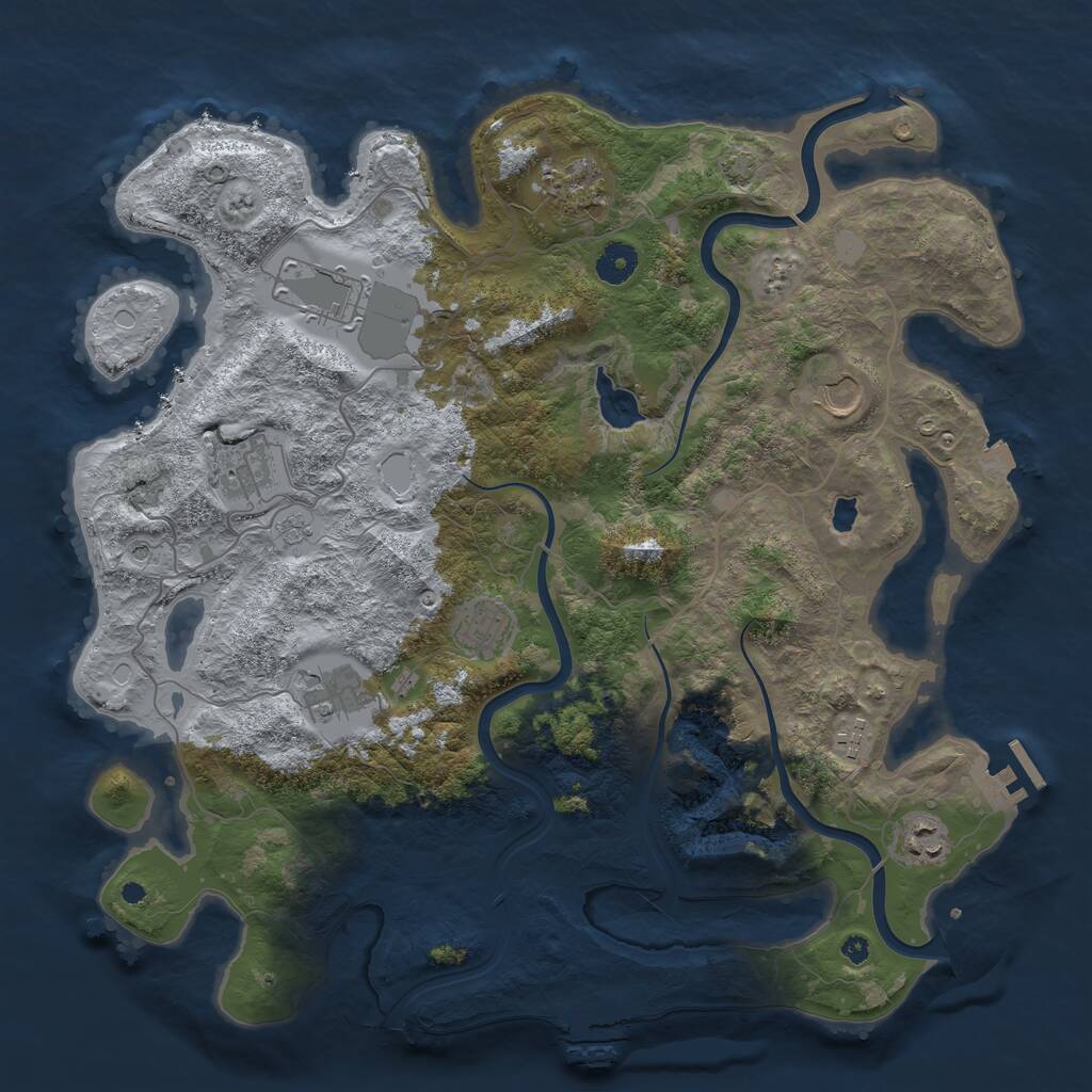 Rust Map: Procedural Map, Size: 4000, Seed: 2069108755, 14 Monuments