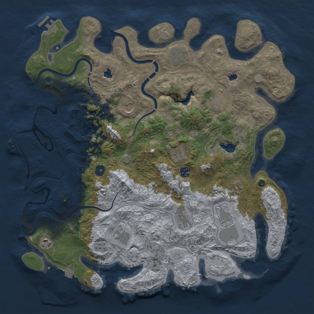 Rust Map: Procedural Map, Size: 4500, Seed: 949655790, 17 Monuments