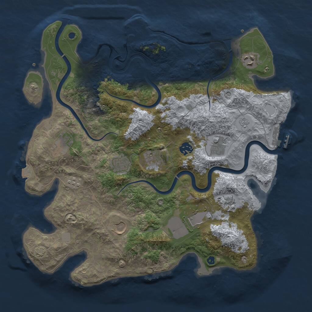 Rust Map: Procedural Map, Size: 3750, Seed: 584682583, 16 Monuments