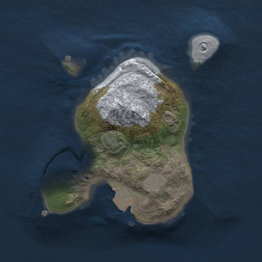 Rust Map: Procedural Map, Size: 1760, Seed: 1, 2 Monuments