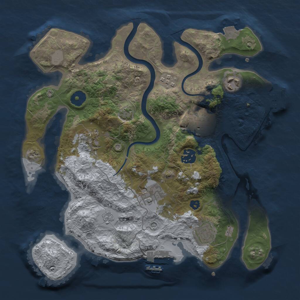 Rust Map: Procedural Map, Size: 3000, Seed: 1099050297, 13 Monuments