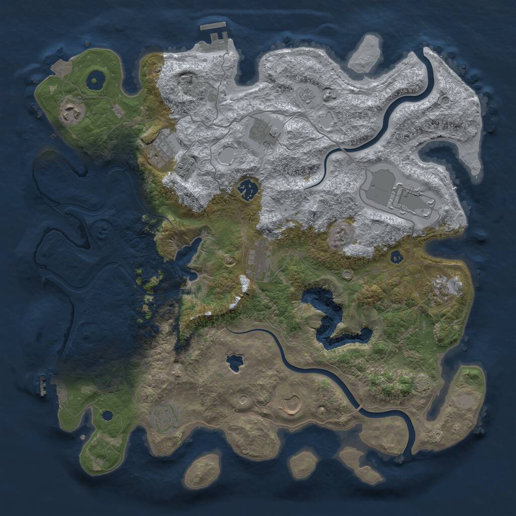 Rust Map: Procedural Map, Size: 4000, Seed: 570279849, 16 Monuments