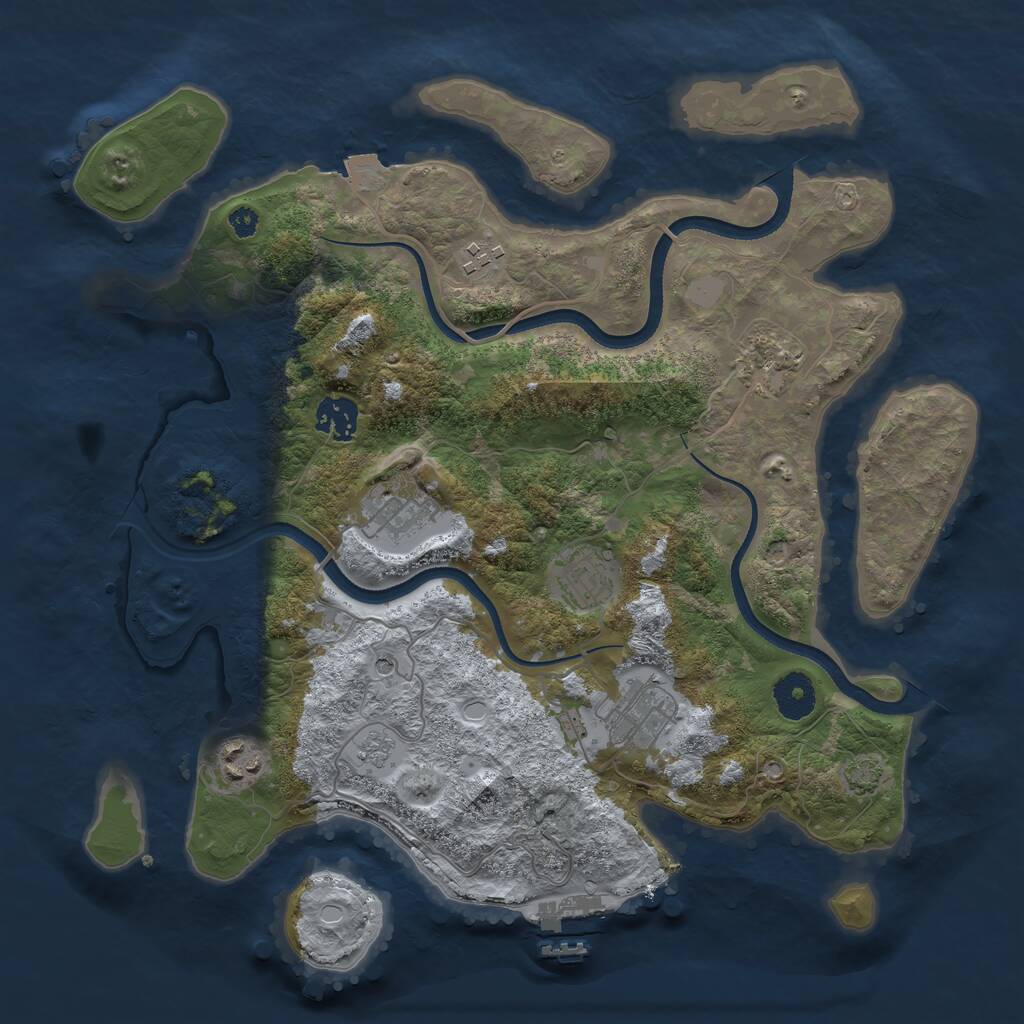 Rust Map: Procedural Map, Size: 3500, Seed: 1852519317, 12 Monuments
