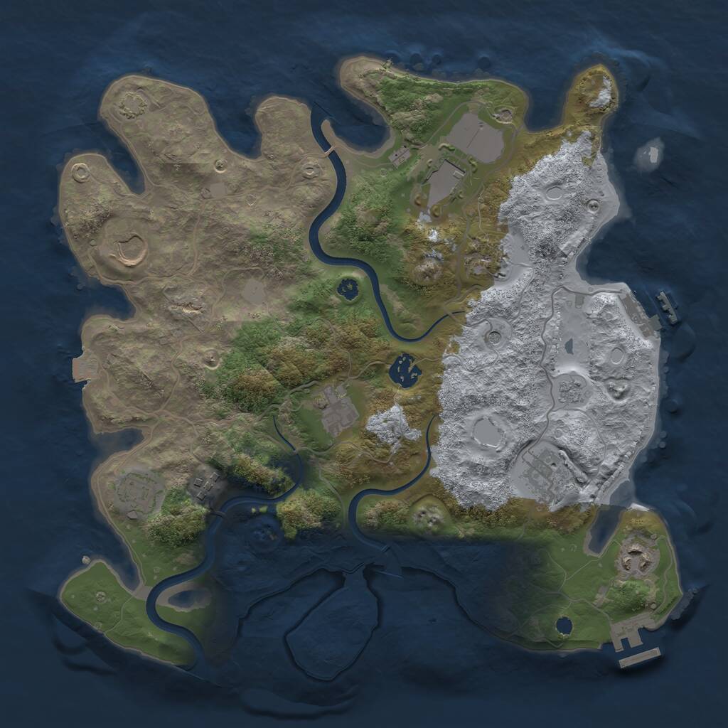 Rust Map: Procedural Map, Size: 3500, Seed: 17665691, 15 Monuments