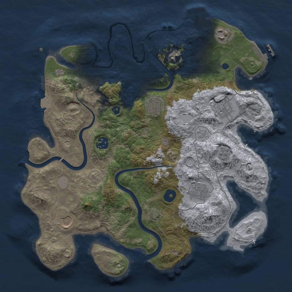 Rust Map: Procedural Map, Size: 3500, Seed: 57371, 13 Monuments