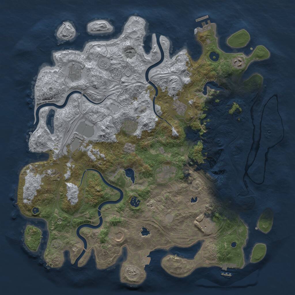 Rust Map: Procedural Map, Size: 4500, Seed: 71155536, 17 Monuments