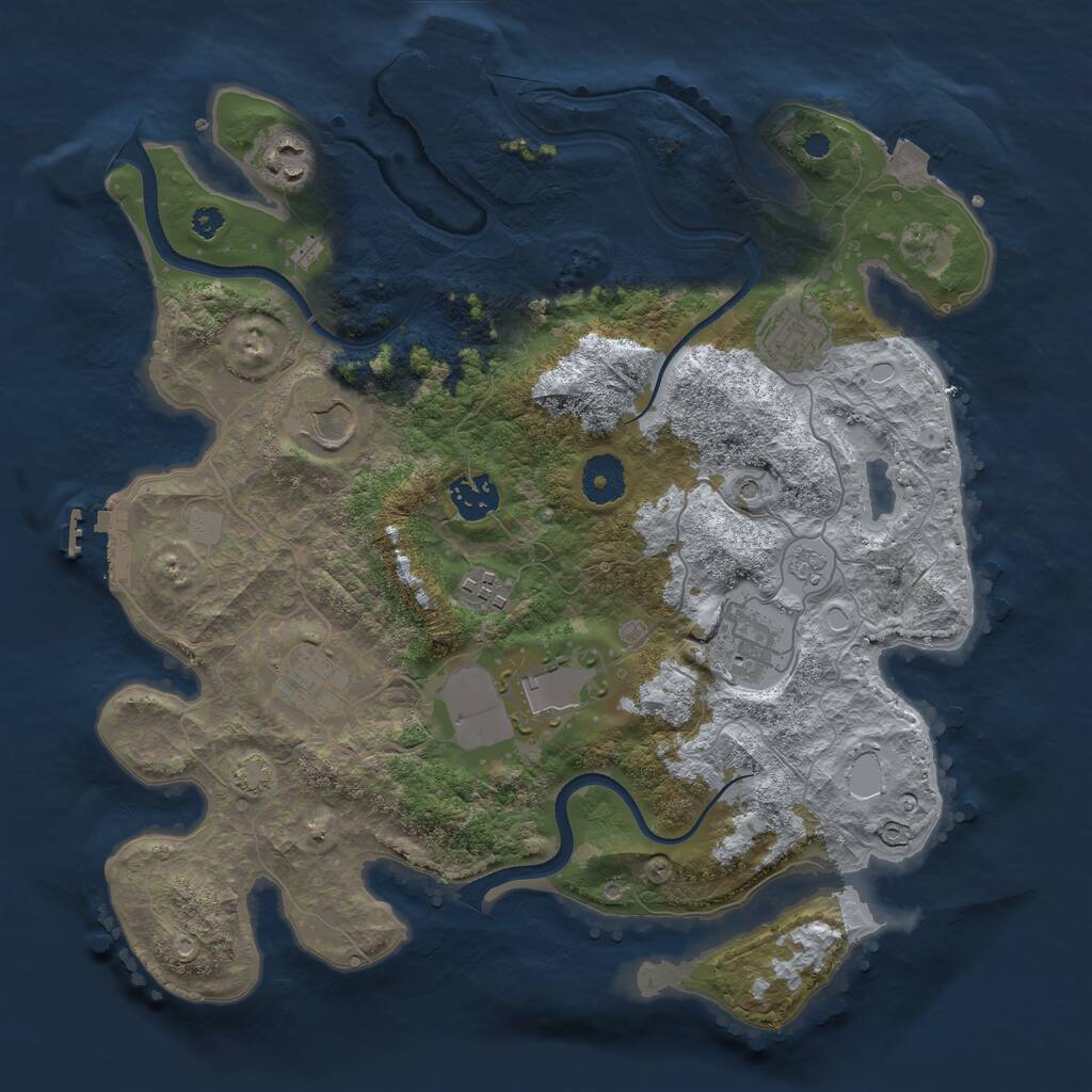 Rust Map: Procedural Map, Size: 3500, Seed: 2120891576, 14 Monuments