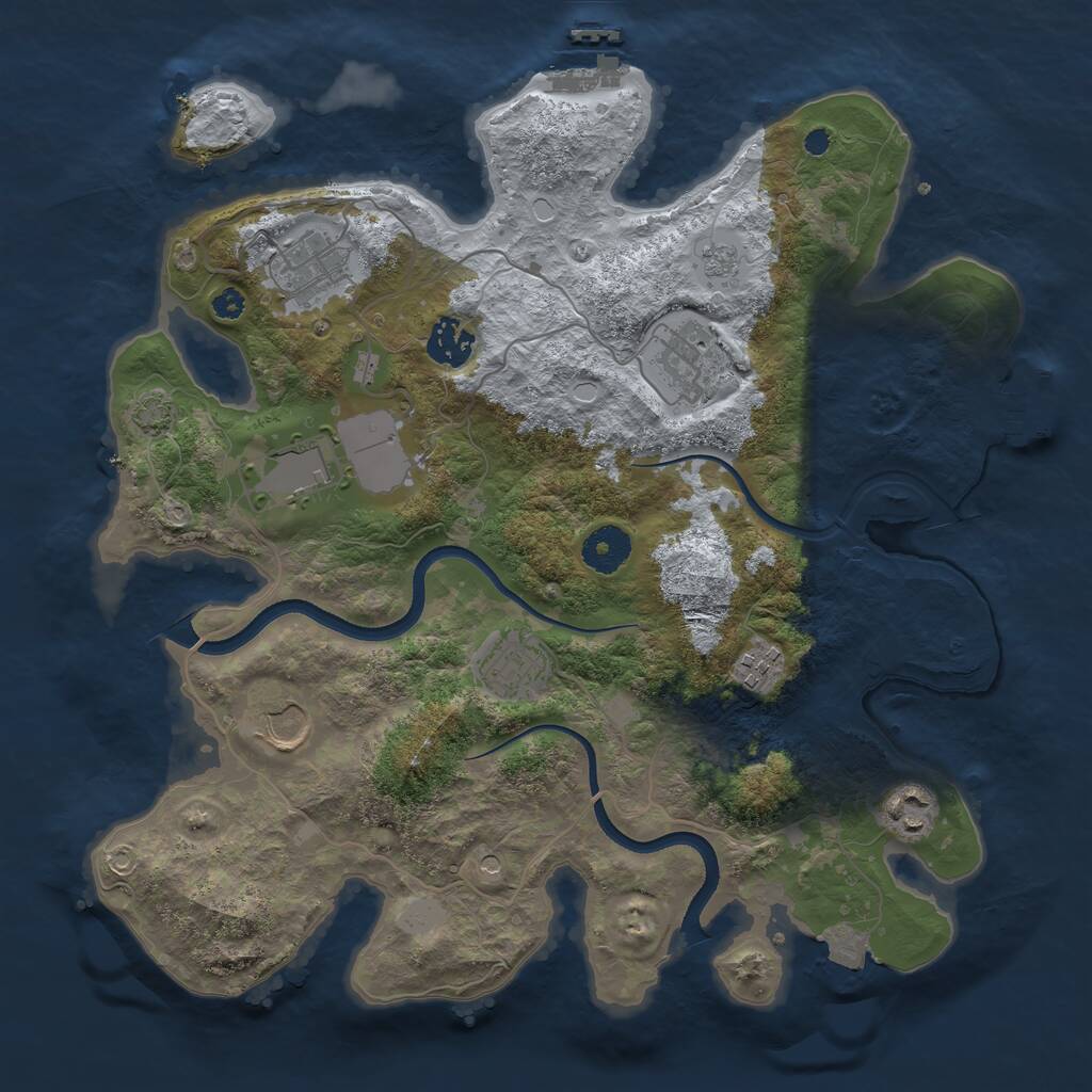 Rust Map: Procedural Map, Size: 3500, Seed: 1486488151, 14 Monuments