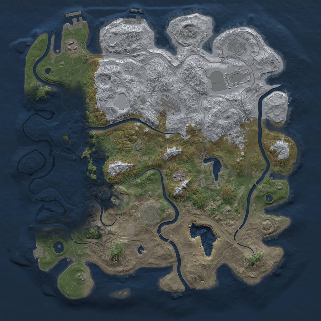 Rust Map: Procedural Map, Size: 4250, Seed: 1090751479, 14 Monuments