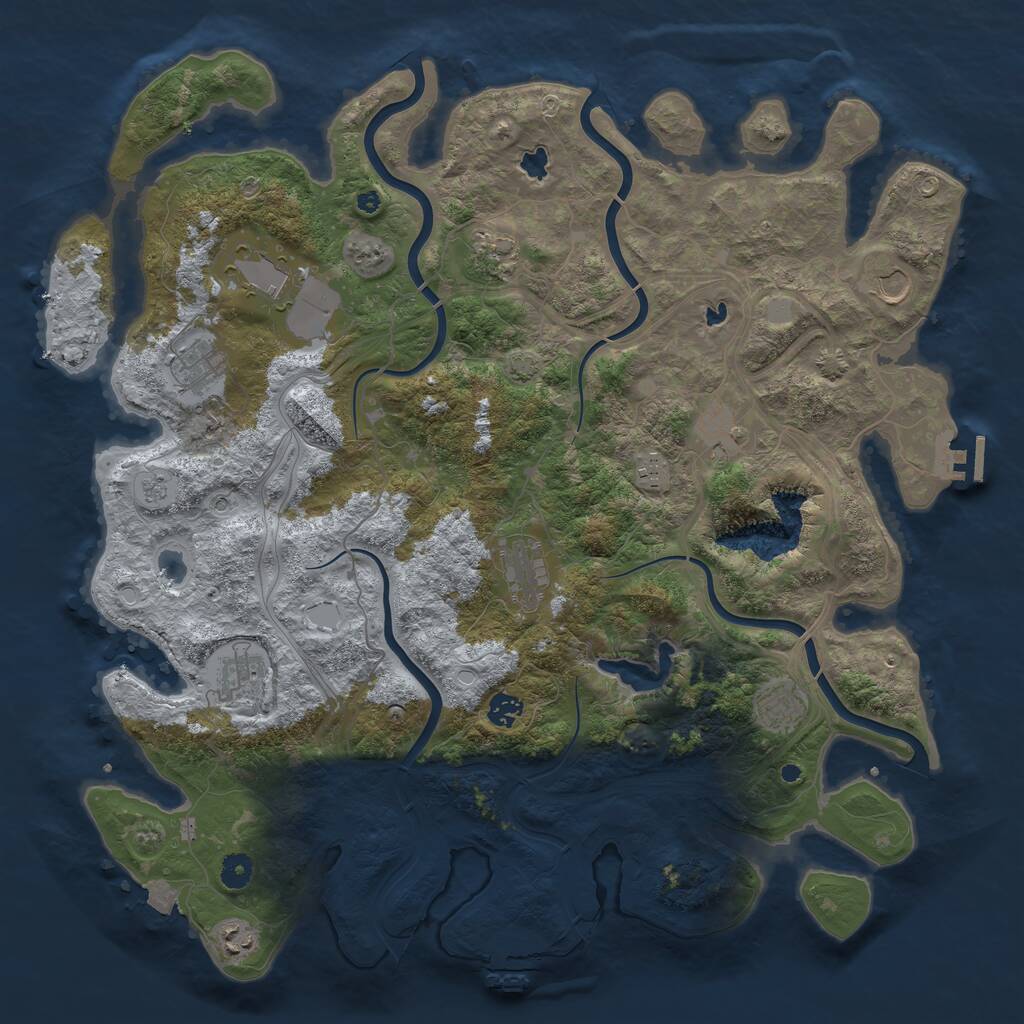 Rust Map: Procedural Map, Size: 4500, Seed: 1055625684, 17 Monuments