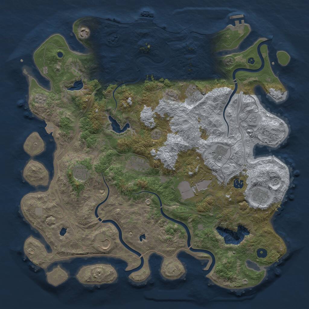 Rust Map: Procedural Map, Size: 4500, Seed: 77797643, 16 Monuments