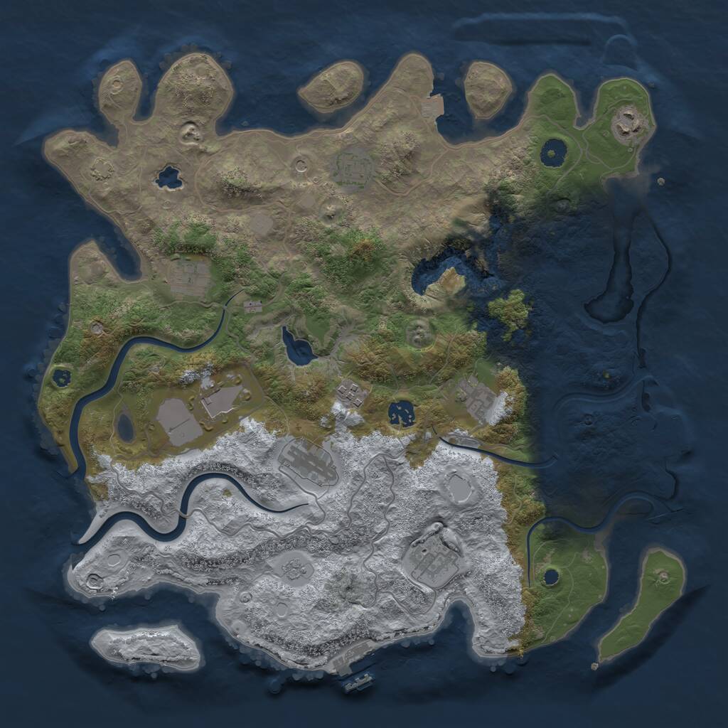Rust Map: Procedural Map, Size: 4000, Seed: 2728289, 15 Monuments