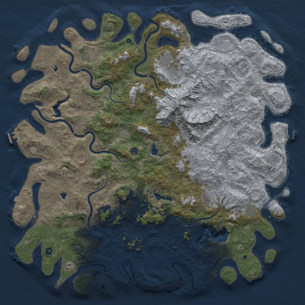 Rust Map: Procedural Map, Size: 6000, Seed: 1709264, 17 Monuments