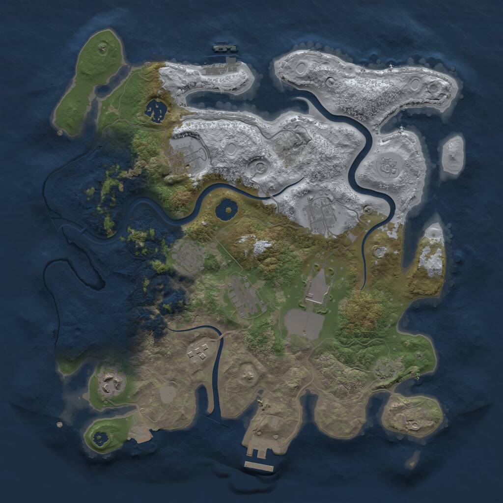 Rust Map: Procedural Map, Size: 3500, Seed: 270354172, 14 Monuments