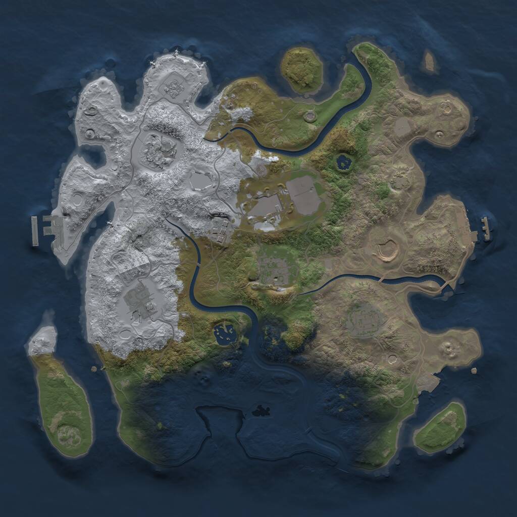 Rust Map: Procedural Map, Size: 3500, Seed: 2040759203, 14 Monuments