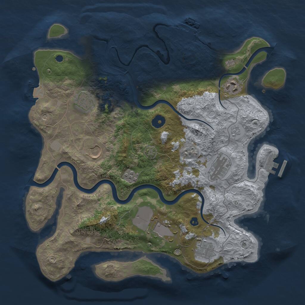 Rust Map: Procedural Map, Size: 3500, Seed: 105327858, 13 Monuments