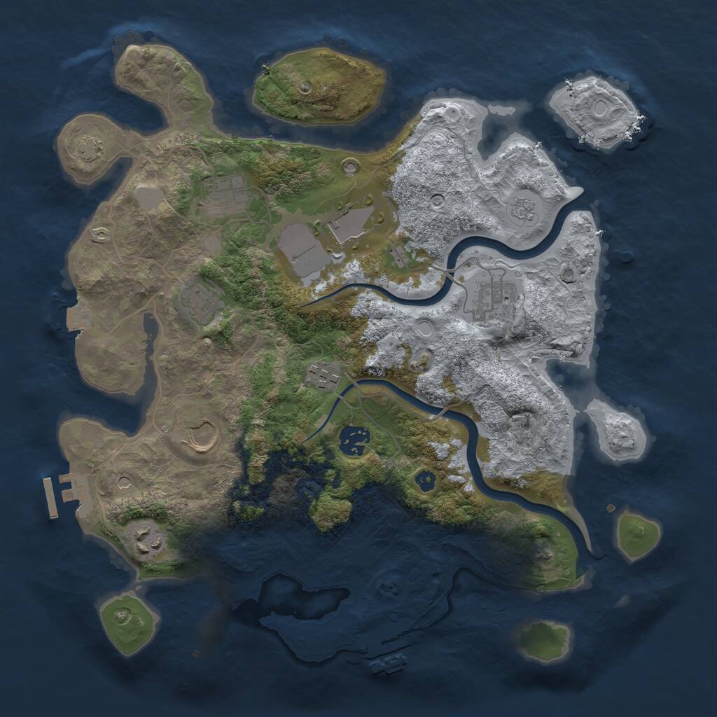 Rust Map: Procedural Map, Size: 3500, Seed: 1389791578, 14 Monuments