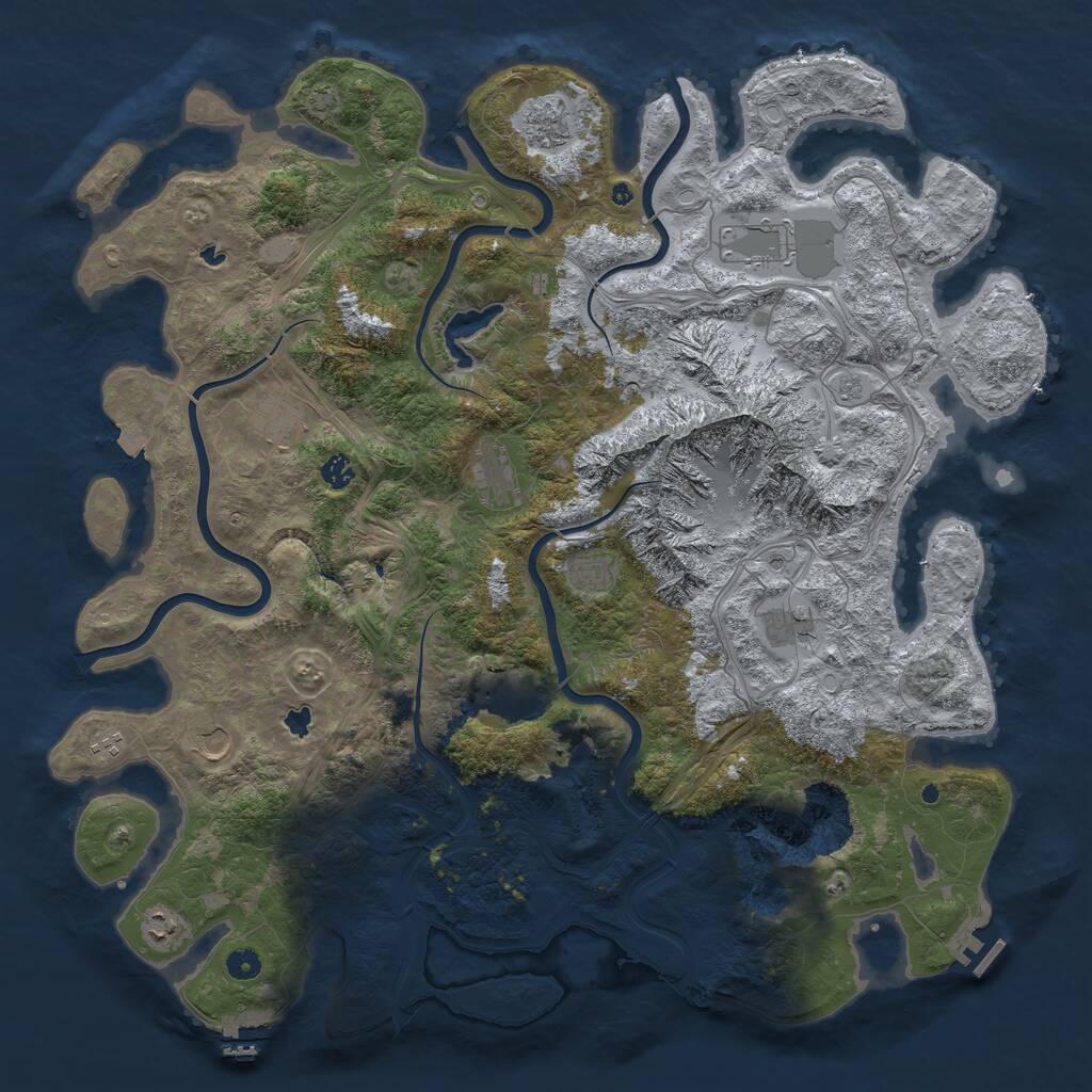 Rust Map: Procedural Map, Size: 5000, Seed: 895435399, 17 Monuments