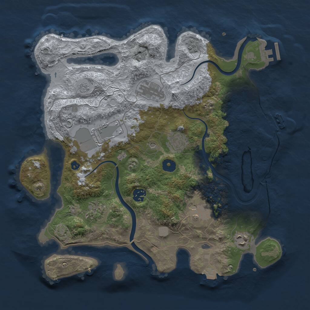 Rust Map: Procedural Map, Size: 3500, Seed: 924696995, 14 Monuments