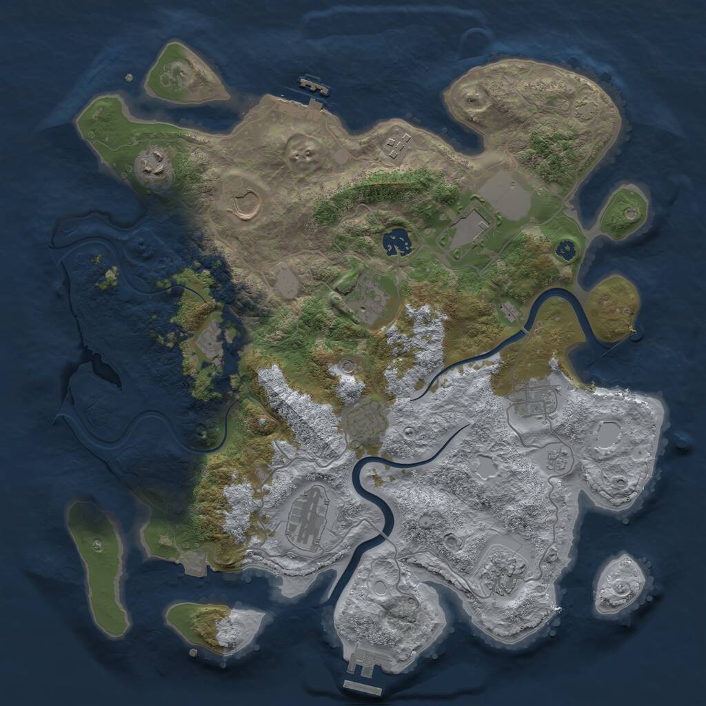 Rust Map: Procedural Map, Size: 3700, Seed: 2147368010, 17 Monuments