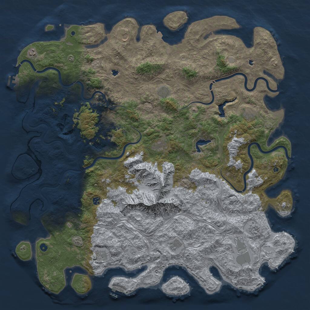 Rust Map: Procedural Map, Size: 6000, Seed: 594174144, 17 Monuments
