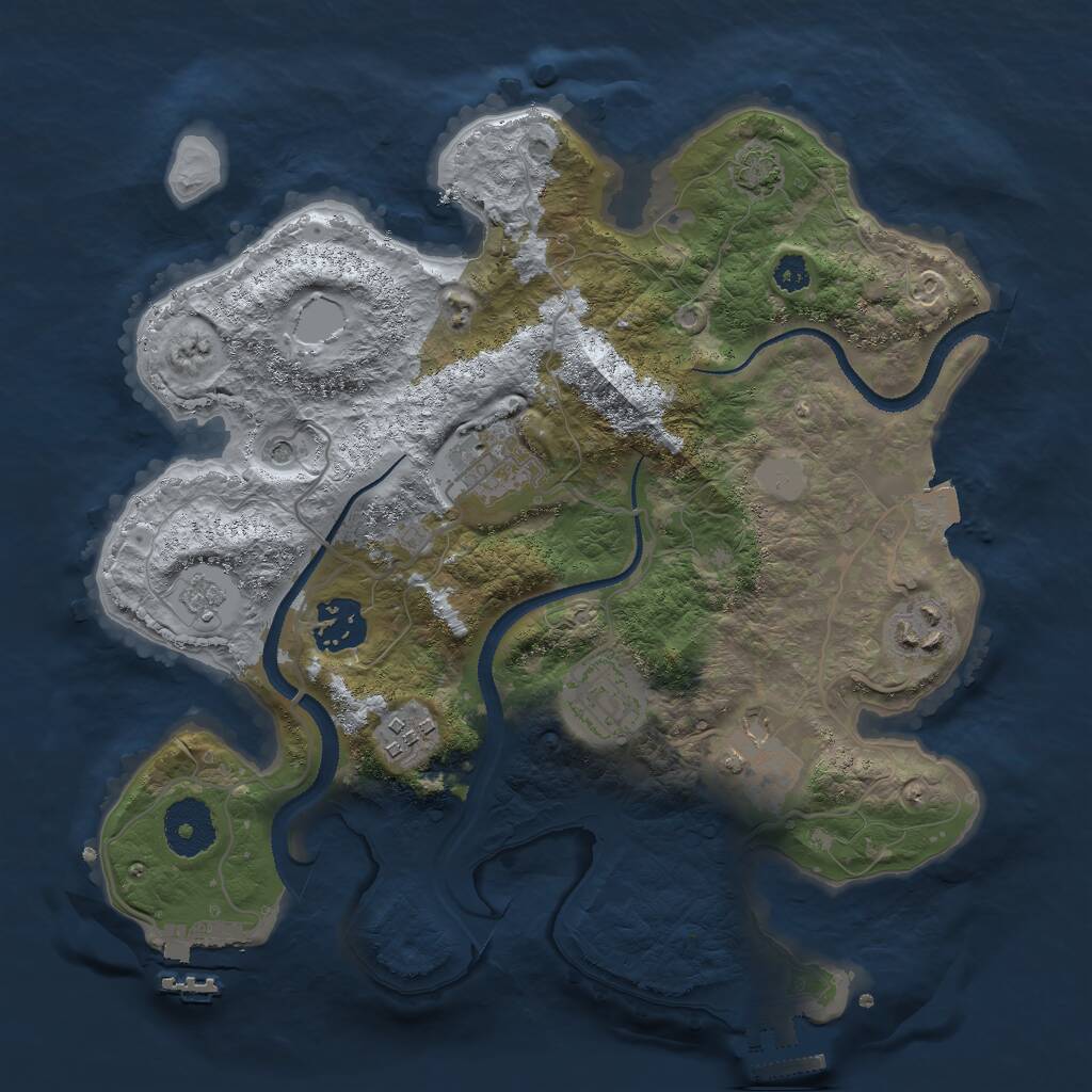 Rust Map: Procedural Map, Size: 3000, Seed: 686473, 12 Monuments