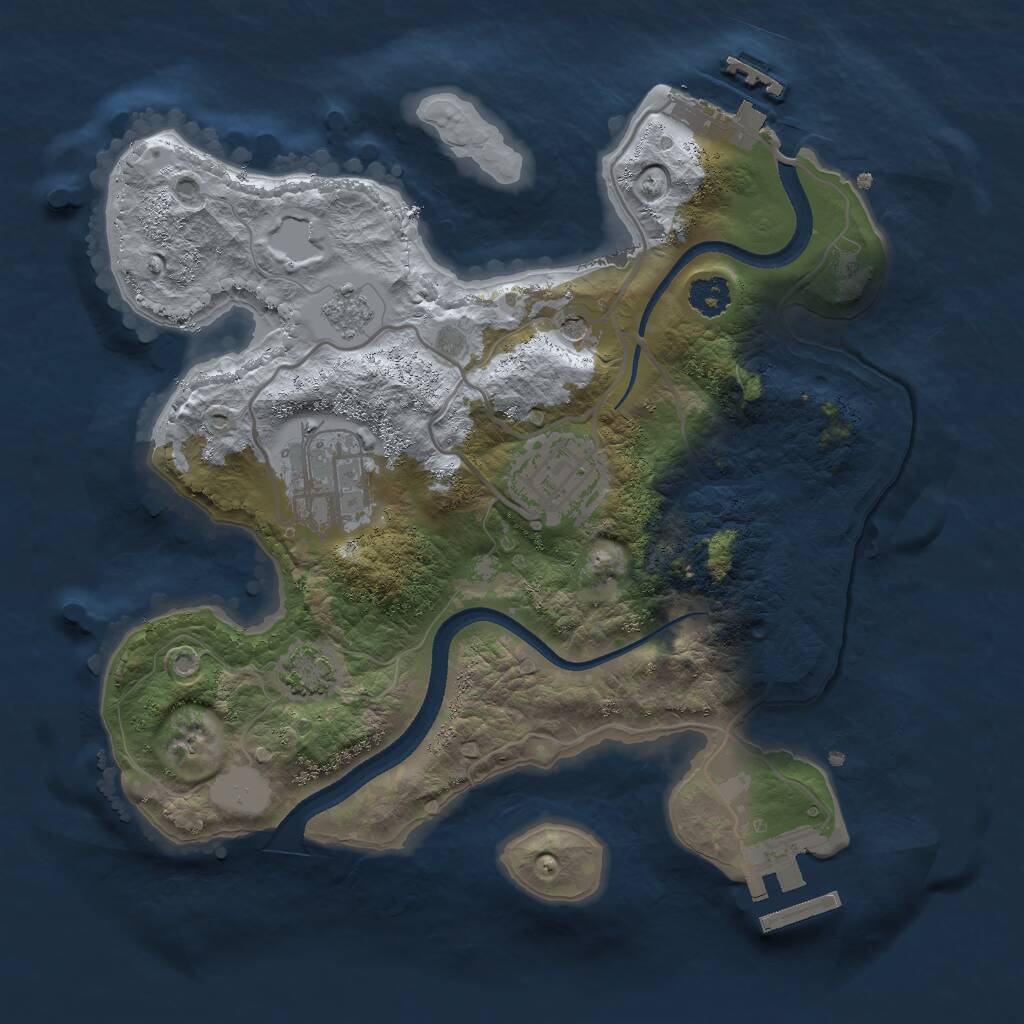 Rust Map: Procedural Map, Size: 2500, Seed: 5555555, 8 Monuments