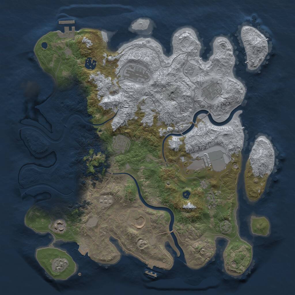Rust Map: Procedural Map, Size: 3750, Seed: 12394232, 15 Monuments