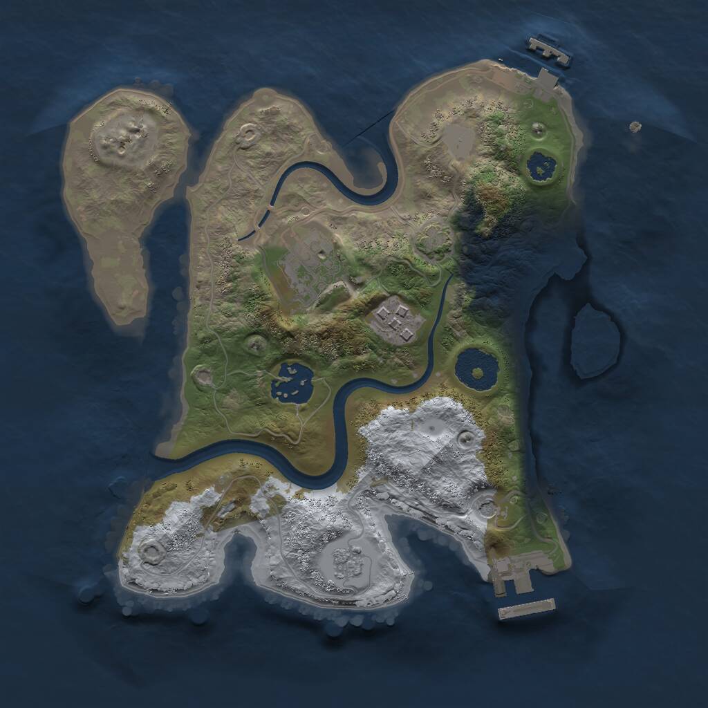 Rust Map: Procedural Map, Size: 2500, Seed: 2050703886, 9 Monuments