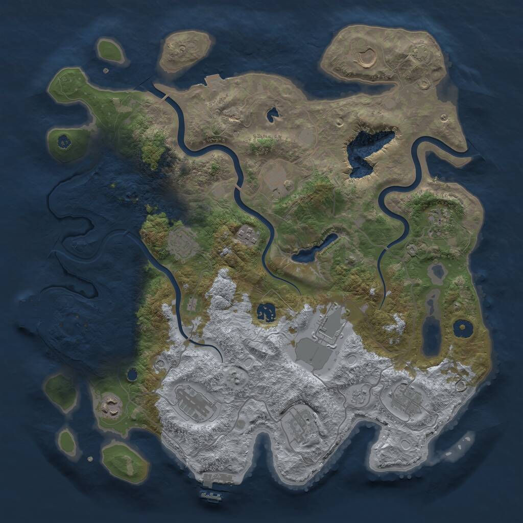 Rust Map: Procedural Map, Size: 4000, Seed: 1295834548, 17 Monuments