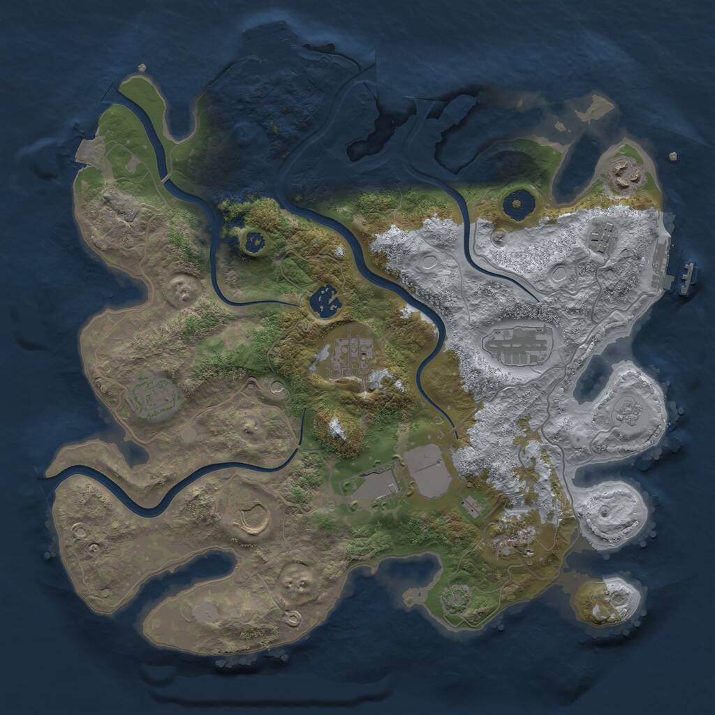 Rust Map: Procedural Map, Size: 3500, Seed: 345672, 15 Monuments