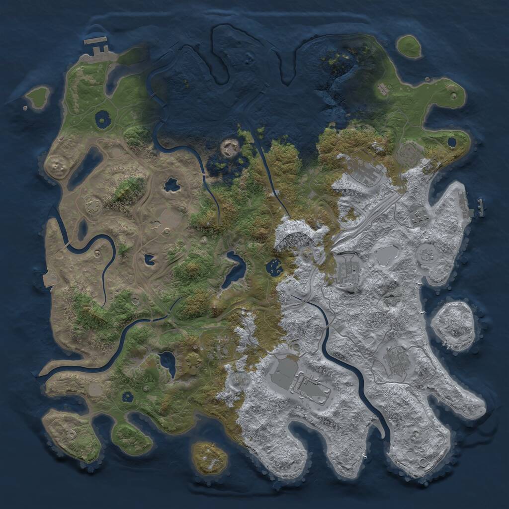 Rust Map: Procedural Map, Size: 4500, Seed: 1974555155, 16 Monuments