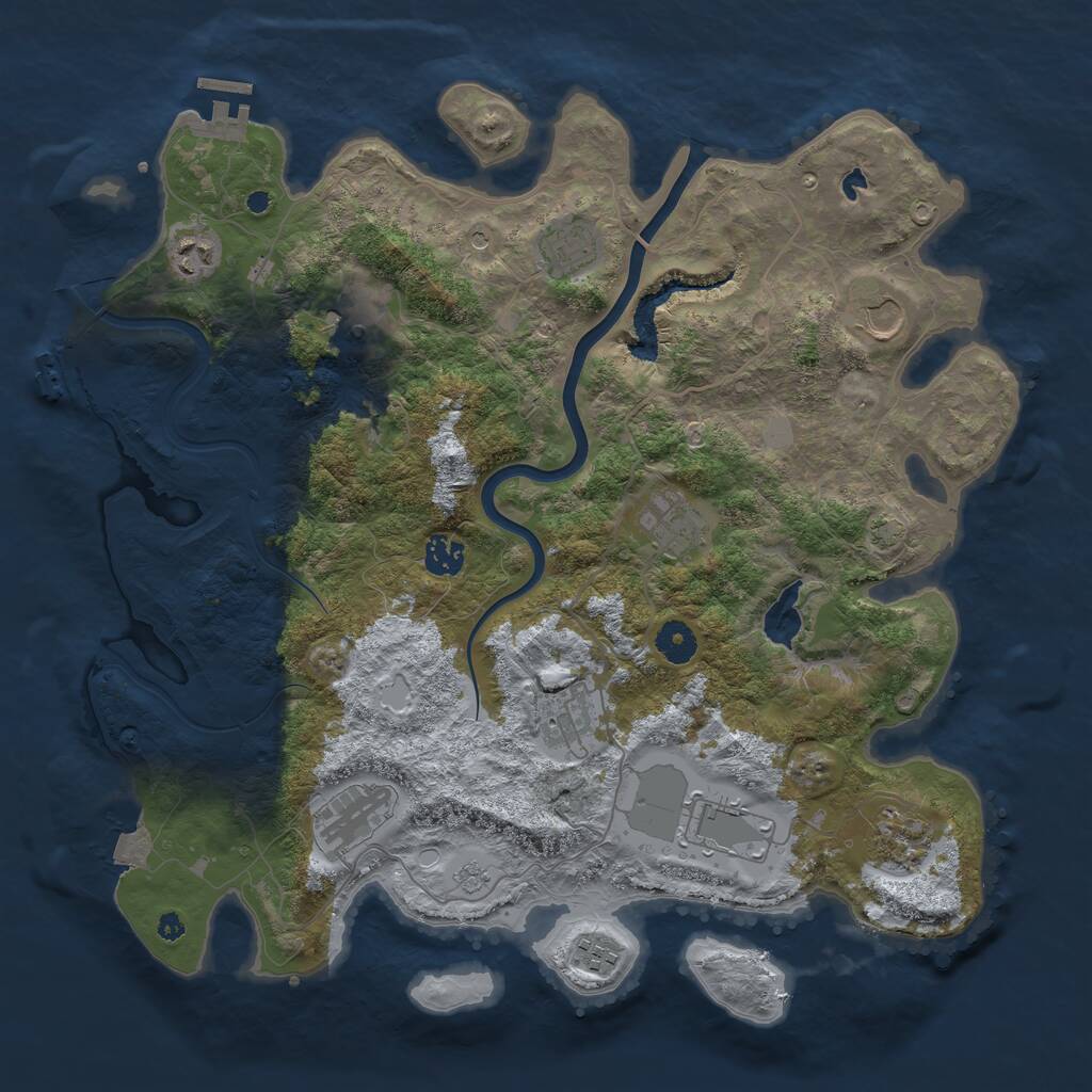 Rust Map: Procedural Map, Size: 4000, Seed: 134855516, 17 Monuments