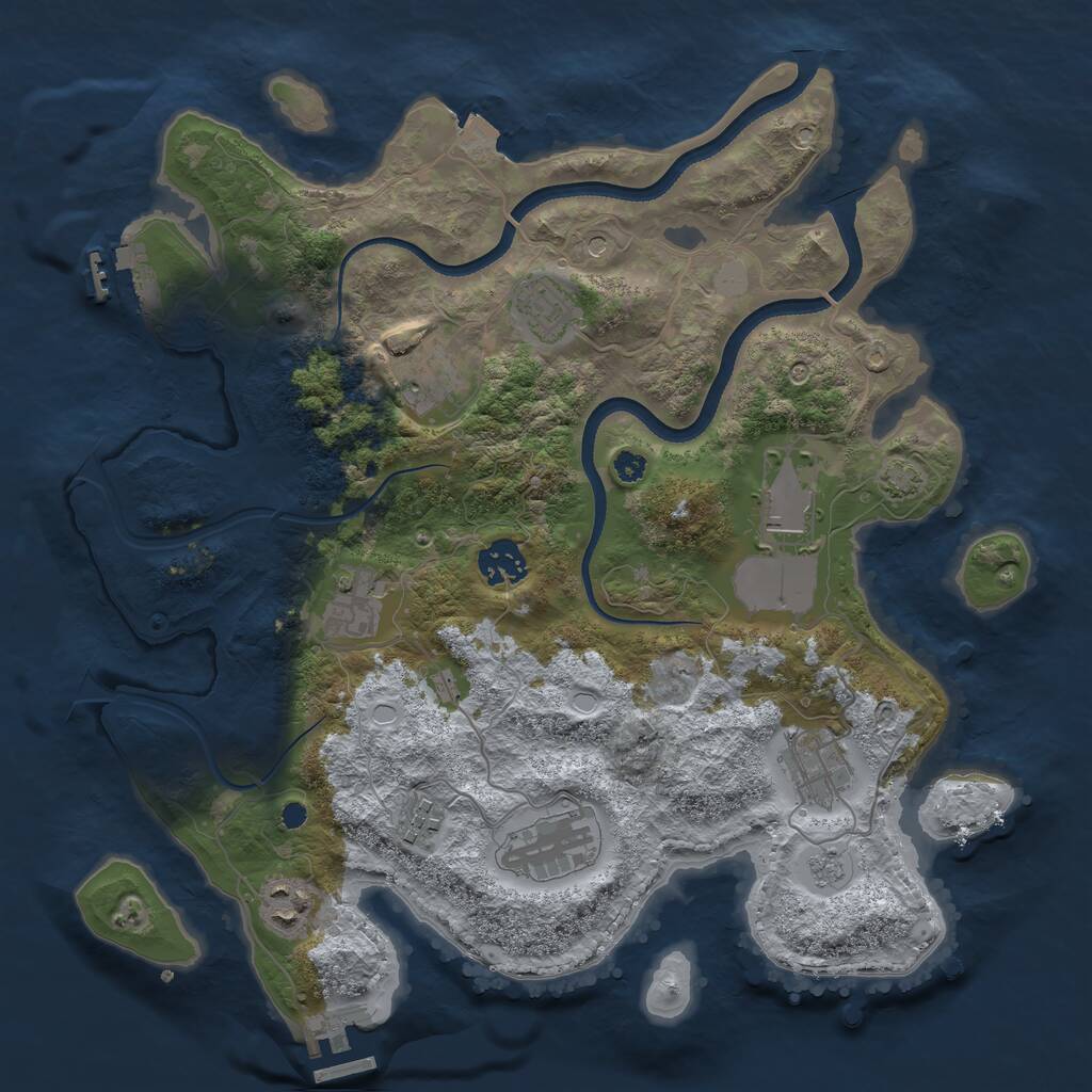 Rust Map: Procedural Map, Size: 3500, Seed: 1612294721, 15 Monuments