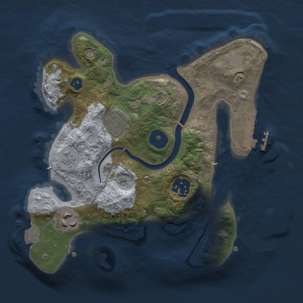Rust Map: Procedural Map, Size: 2500, Seed: 64552384, 7 Monuments