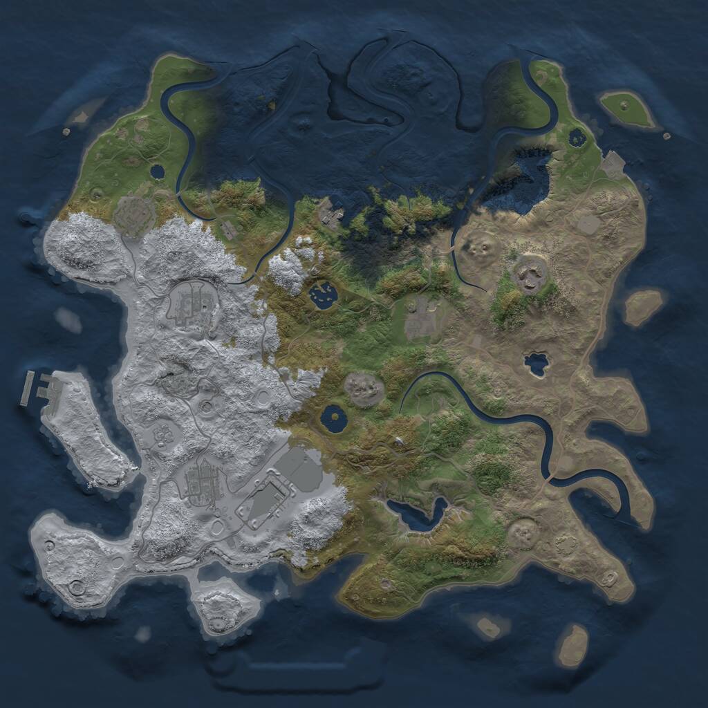 Rust Map: Procedural Map, Size: 4000, Seed: 1165625377, 13 Monuments