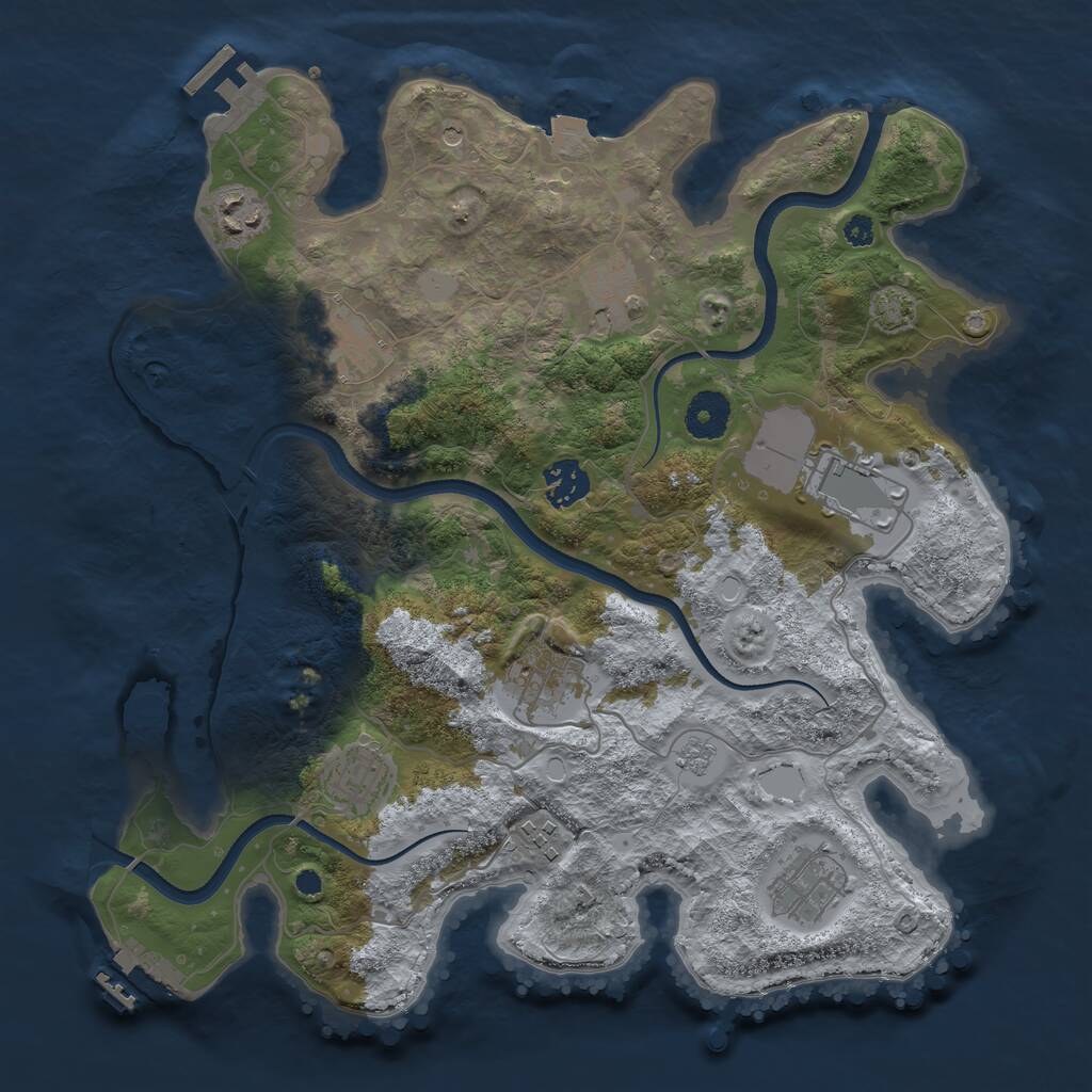 Rust Map: Procedural Map, Size: 3500, Seed: 650975619, 15 Monuments
