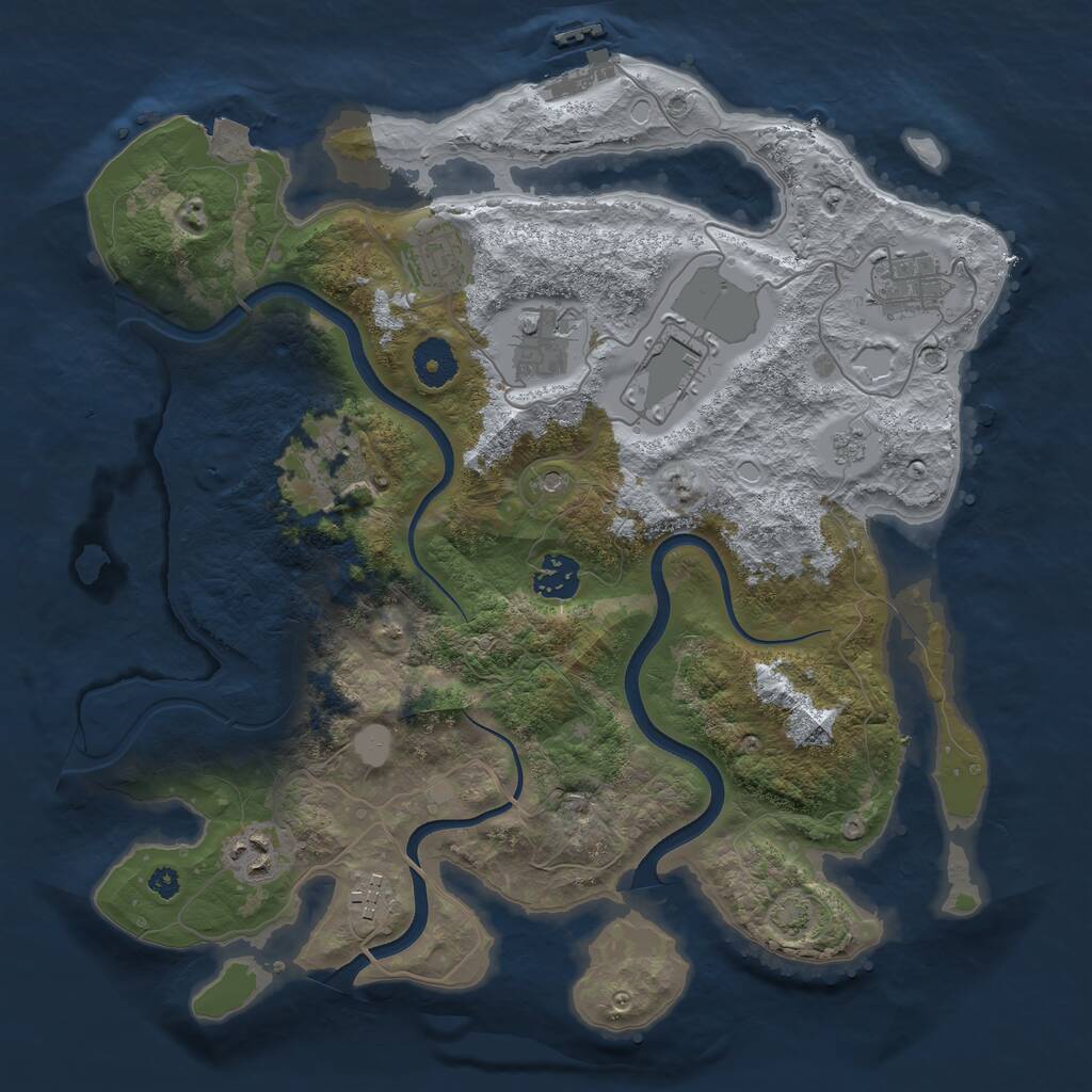 Rust Map: Procedural Map, Size: 3550, Seed: 237450075, 13 Monuments